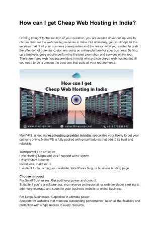 how can i get cheap web hosting in india