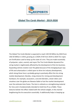 Global Tire Cords Market - 2019-2026