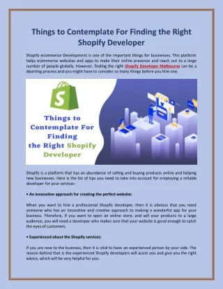 things to contemplate for finding the right