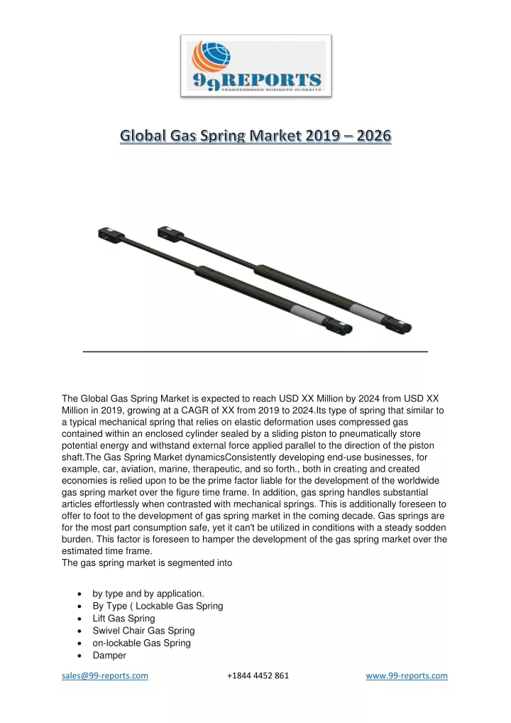 the global gas spring market is expected to reach