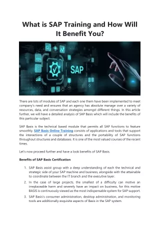 what is sap training and how will it benefit you