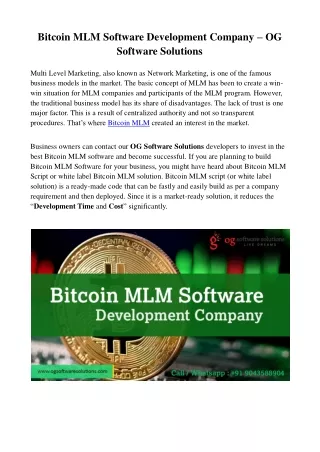 bitcoin mlm software development company