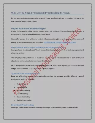 why do you need professional proofreading services