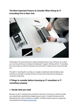 The Most Important Factors to Consider When Hiring An IT Consulting Firm in New York