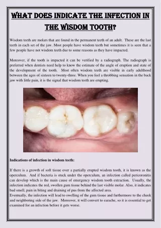 what does indicate the infection in what does