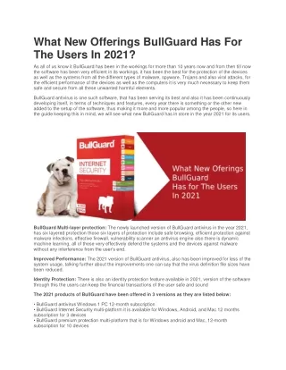 what new offerings bullguard has for the users
