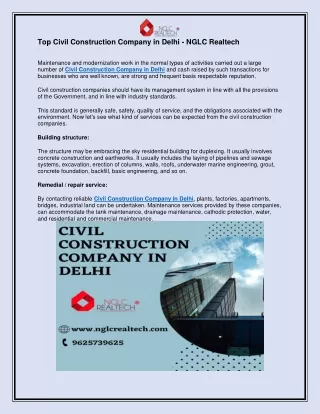 top civil construction company in delhi nglc