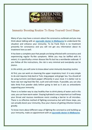 immunity immunity boosting routine to keep