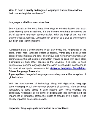want to have a quality endangered languages