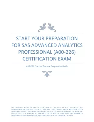 start your preparation for sas advanced analytics