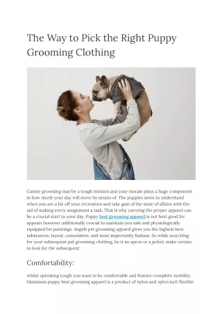 The Way to Pick the Right Puppy Grooming Clothing