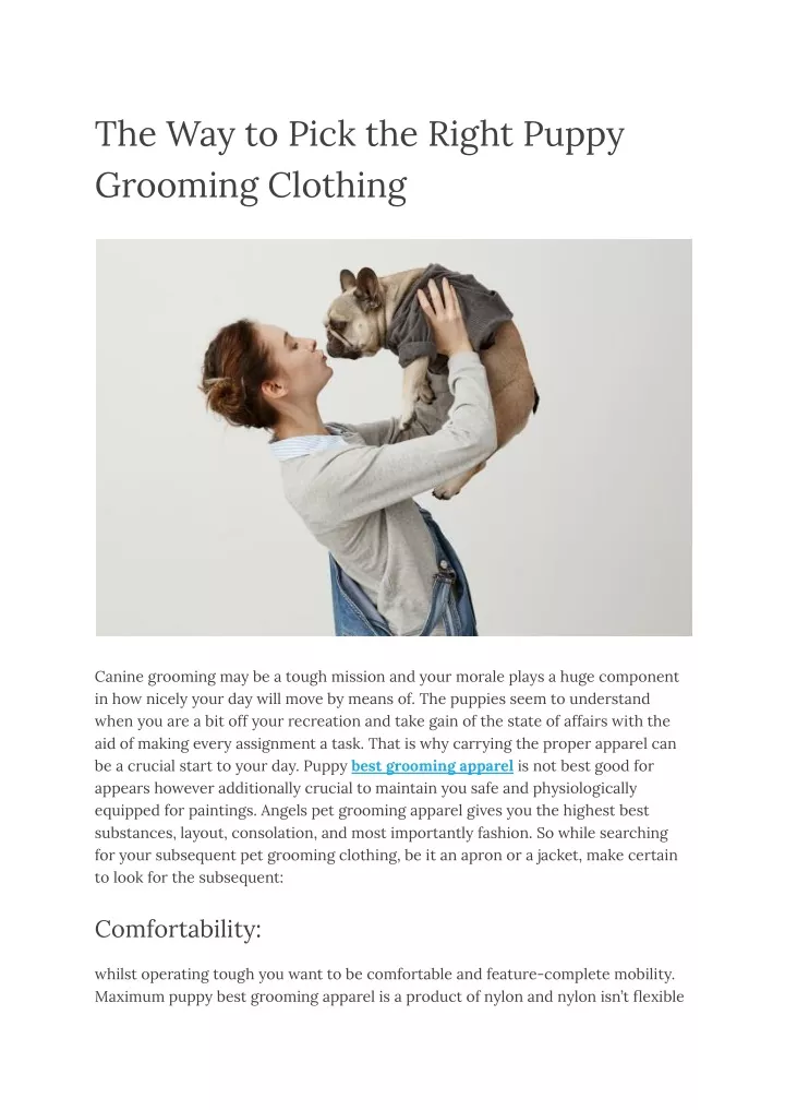 the way to pick the right puppy grooming clothing