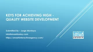Keys for Achieving High - Quality Website Development