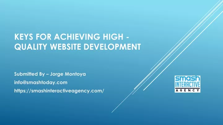 keys for achieving high quality website development
