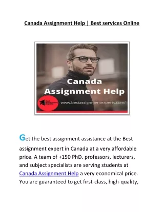 Canada Assignment Help | Best services Online