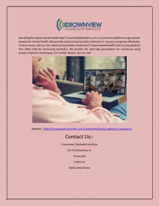Private Online Doctors for Mental Health | Crownviewtelehealth.com