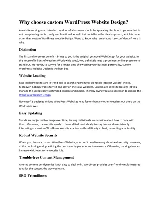 Why choose custom WordPress Website Design
