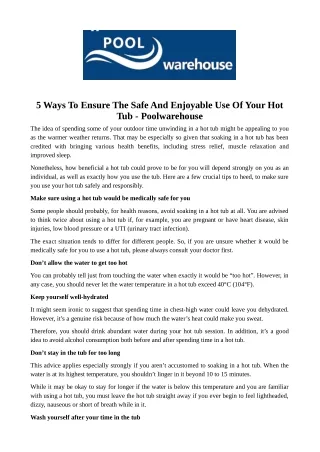 5 ways to ensure the safe and enjoyable