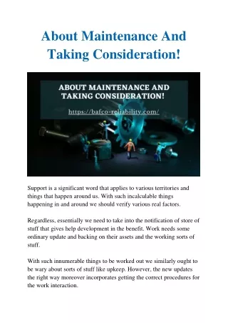 About Maintenance And Taking Consideration!