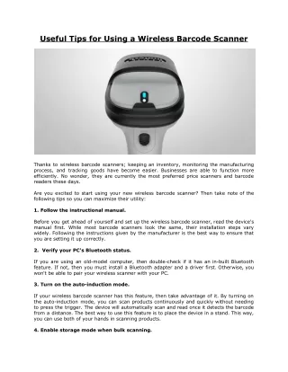 Useful Tips for Using a Wireless Barcode Scanner