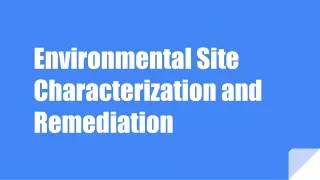 Environmental Site Characterization and Remediation - An Overview