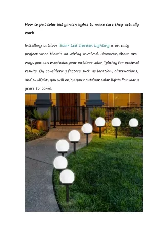 how to put solar led garden lights to make sure