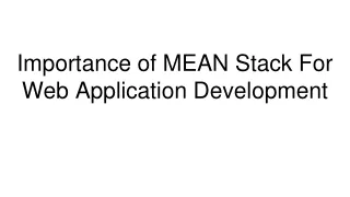 importance of mean stack for web application development