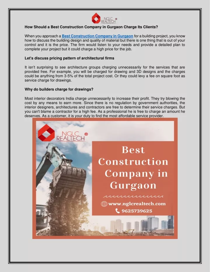 how should a best construction company in gurgaon