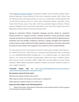 global glazing for automotive market