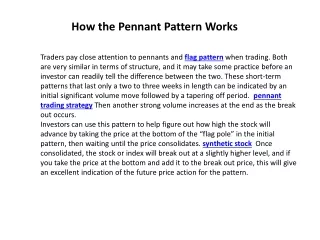 how the pennant pattern works