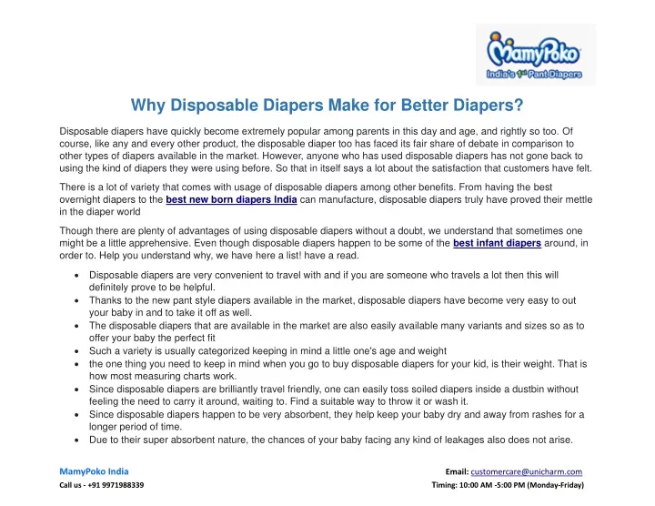 why disposable diapers make for better diapers