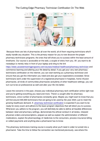 the cutting edge pharmacy technician