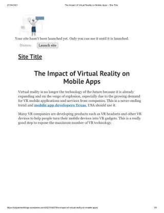 The Impact of Virtual Reality on Mobile Apps