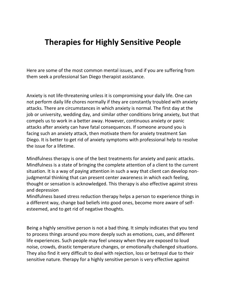 therapies for highly sensitive people here