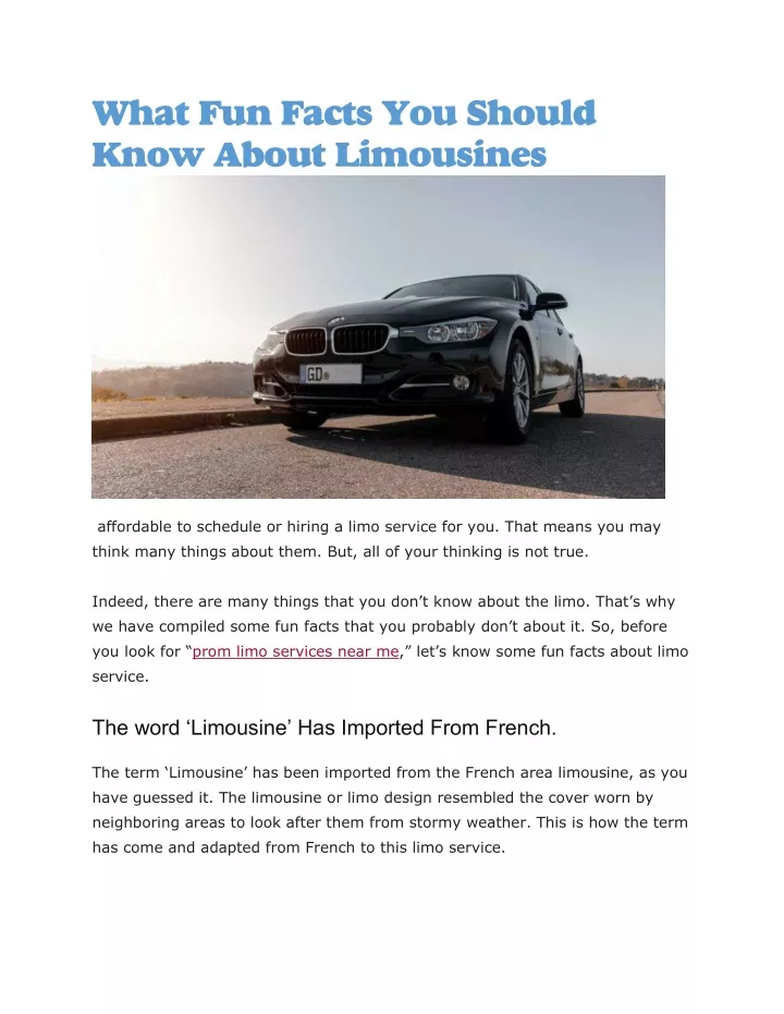 what fun facts you should know about limousines