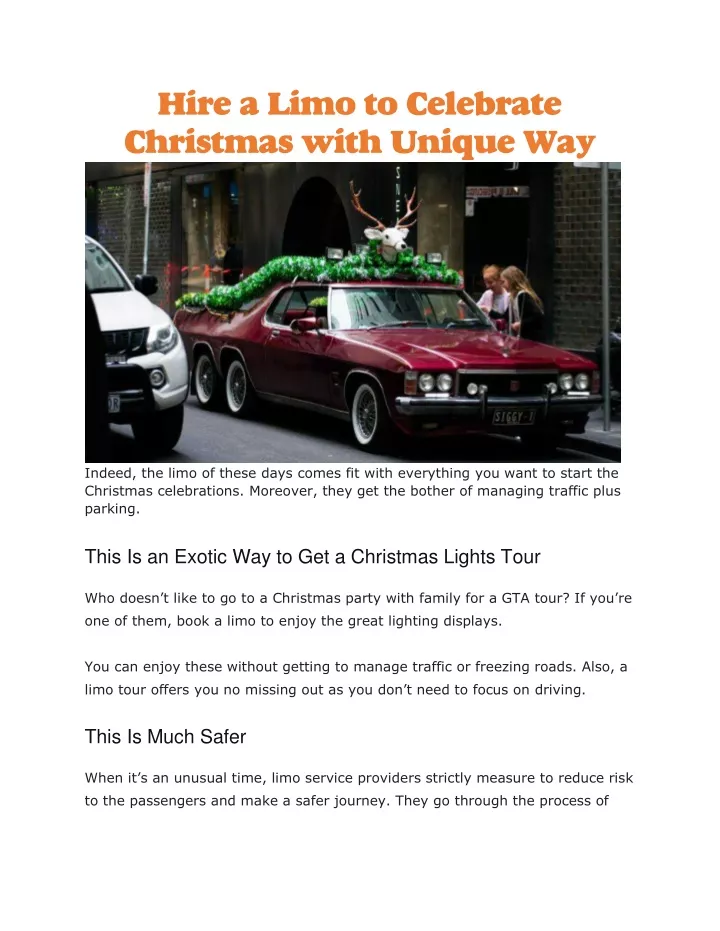 hire a limo to celebrate christmas with unique way