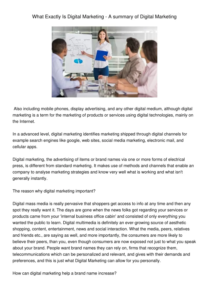 what exactly is digital marketing a summary