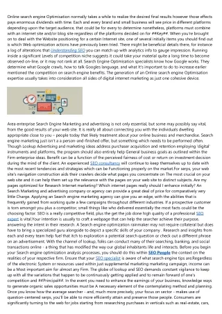 online search engine optimisation normally takes