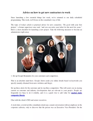 advice on how to get new contractors to work