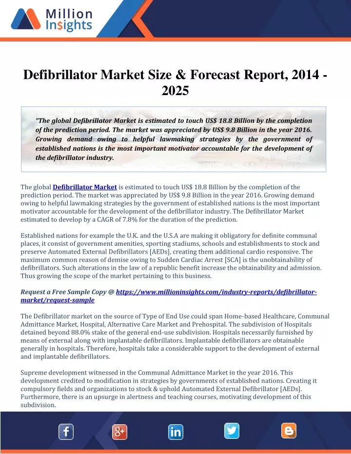 defibrillator market size forecast report 2014