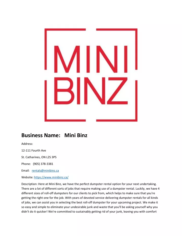 business name mini binz