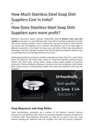 How Does Stainless-Steel Soap Dish Suppliers earn more profit?