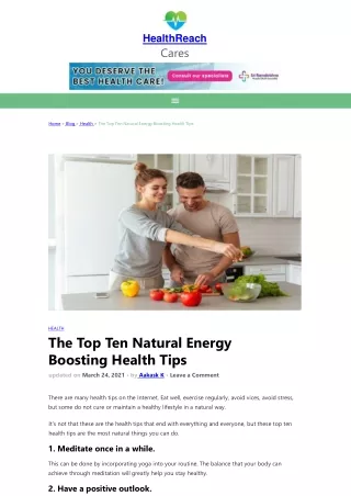 The Top Ten Natural Energy Boosting Health Tips | Natural Energy Booster