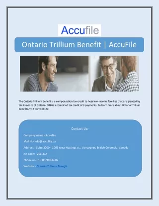 Ontario Trillium Benefit | AccuFile