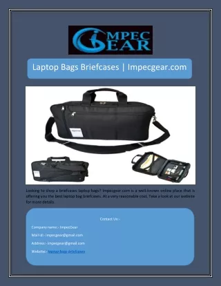 Laptop Bags Briefcases | Impecgear.com