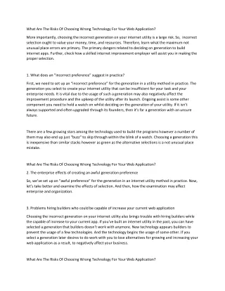 what are the risks of choosing wrong technology