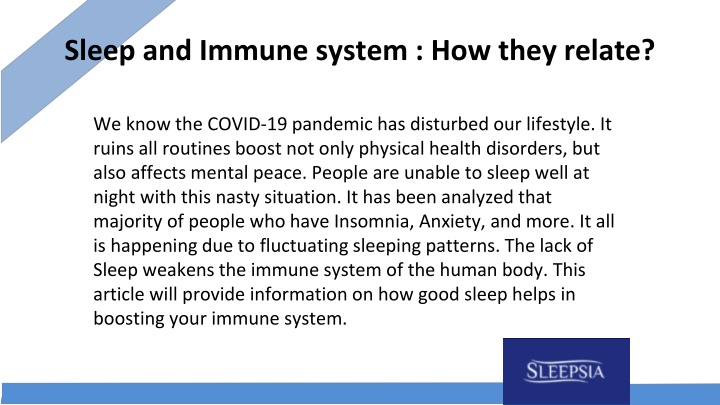 sleep and immune system how they relate