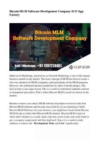 bitcoin mlm software development company