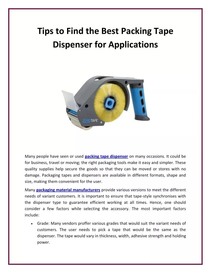 tips to find the best packing tape dispenser