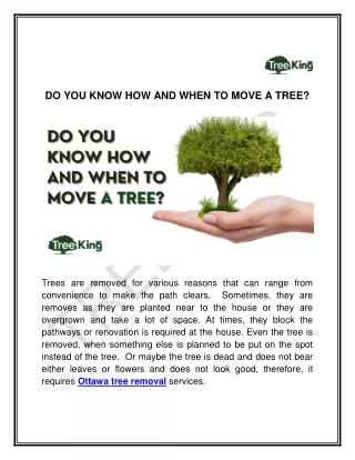 DO YOU KNOW HOW AND WHEN TO MOVE A TREE